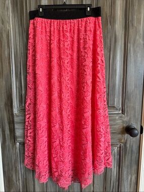 Women's Coral pink Lace Maxi Skirt